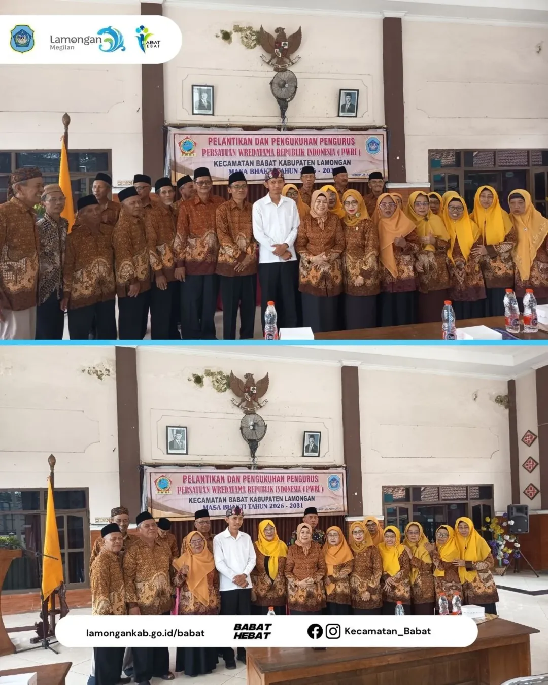 Foto: Pelantikan dan pengukuhan pengurus Persatuan Wredatama Republik Indonesia (PWRI) Kecamatan Babat masa bhakti tahun 2026–2031