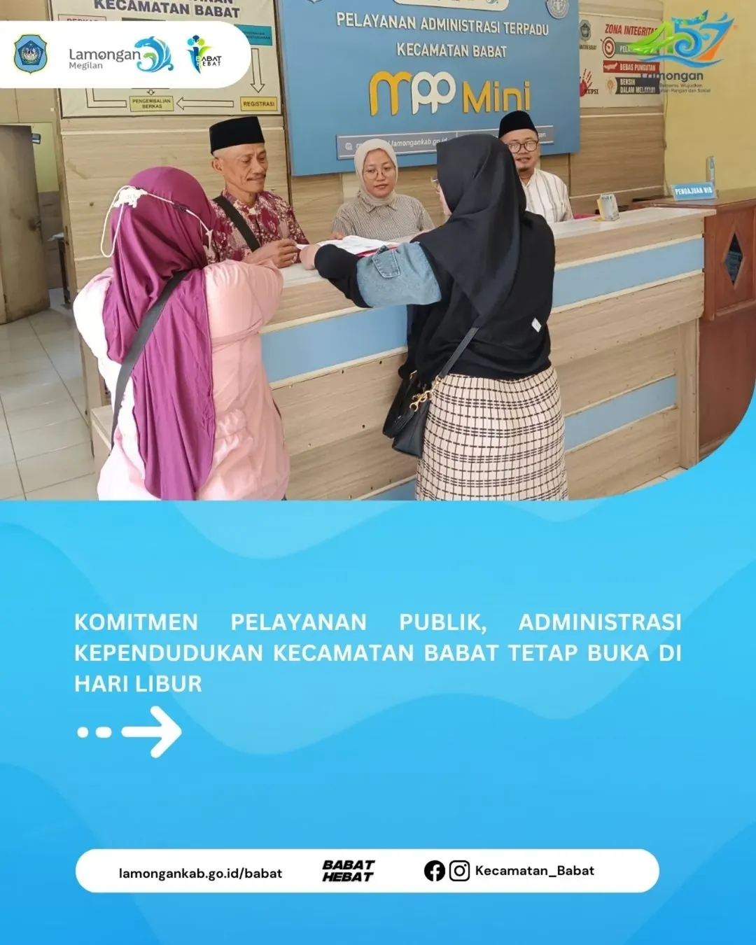 Foto: Pelayanan administrasi kependudukan (Adminduk) di Kecamatan Babat tetap dibuka pada hari libur