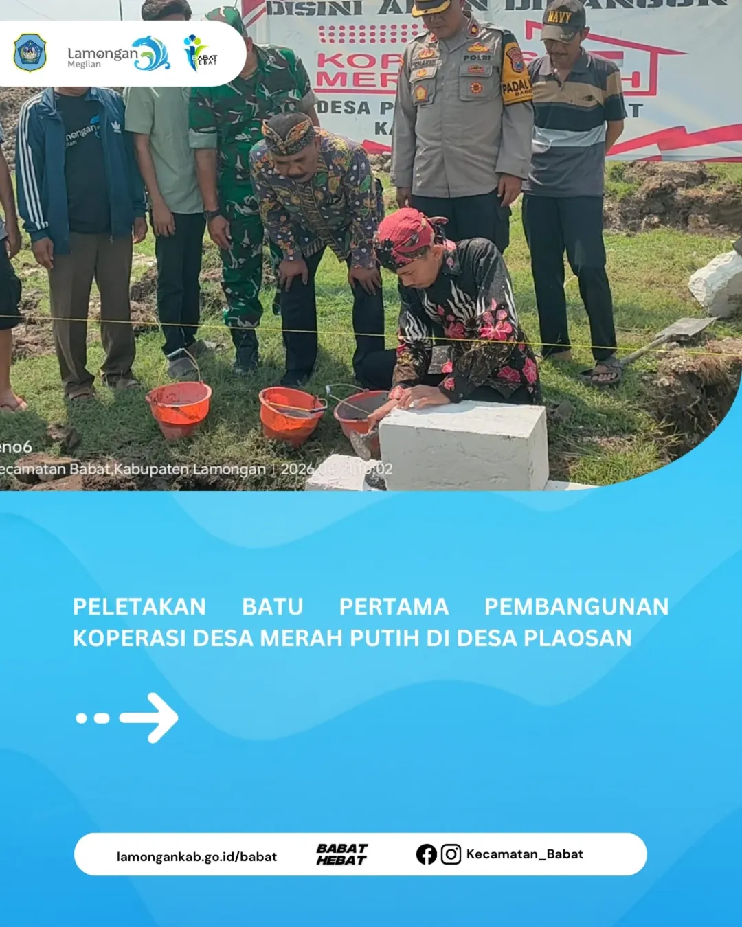 Foto: Peletakan batu pertama pembangunan Koperasi Desa Merah Putih (KDMP) di Desa Plaosan