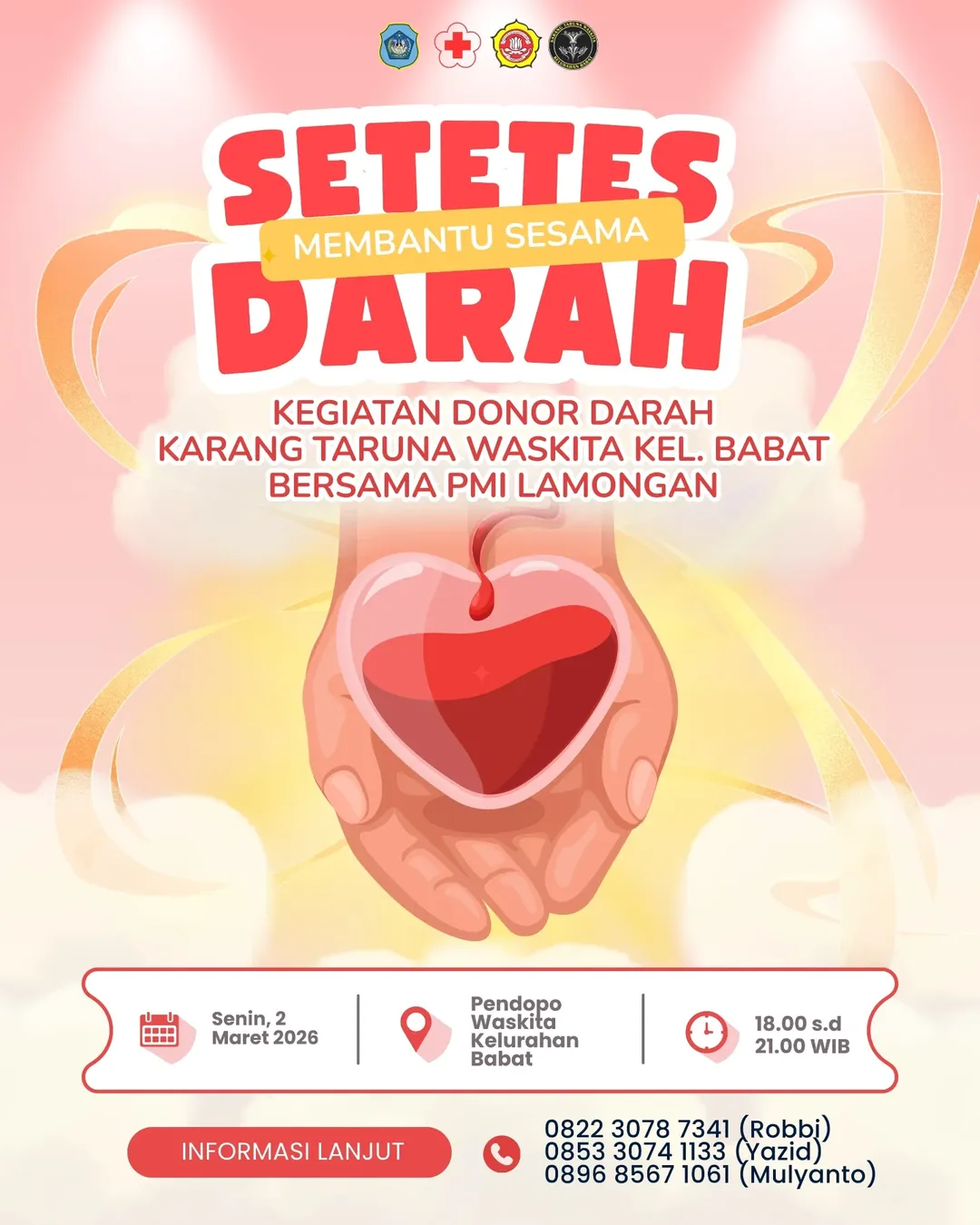 Foto: Donor Darah Karang Taruna Waskita Kelurahan Babat Bersama PMI Lamongan