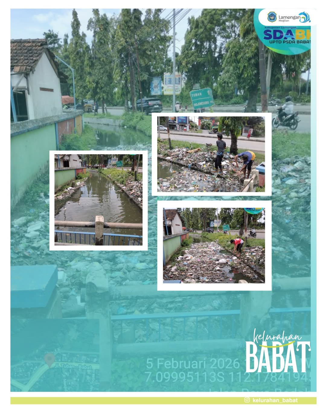 Foto: Kelurahan Babat bersama UPTPSDA Babat Lakukan Pembersihan Kali Konang