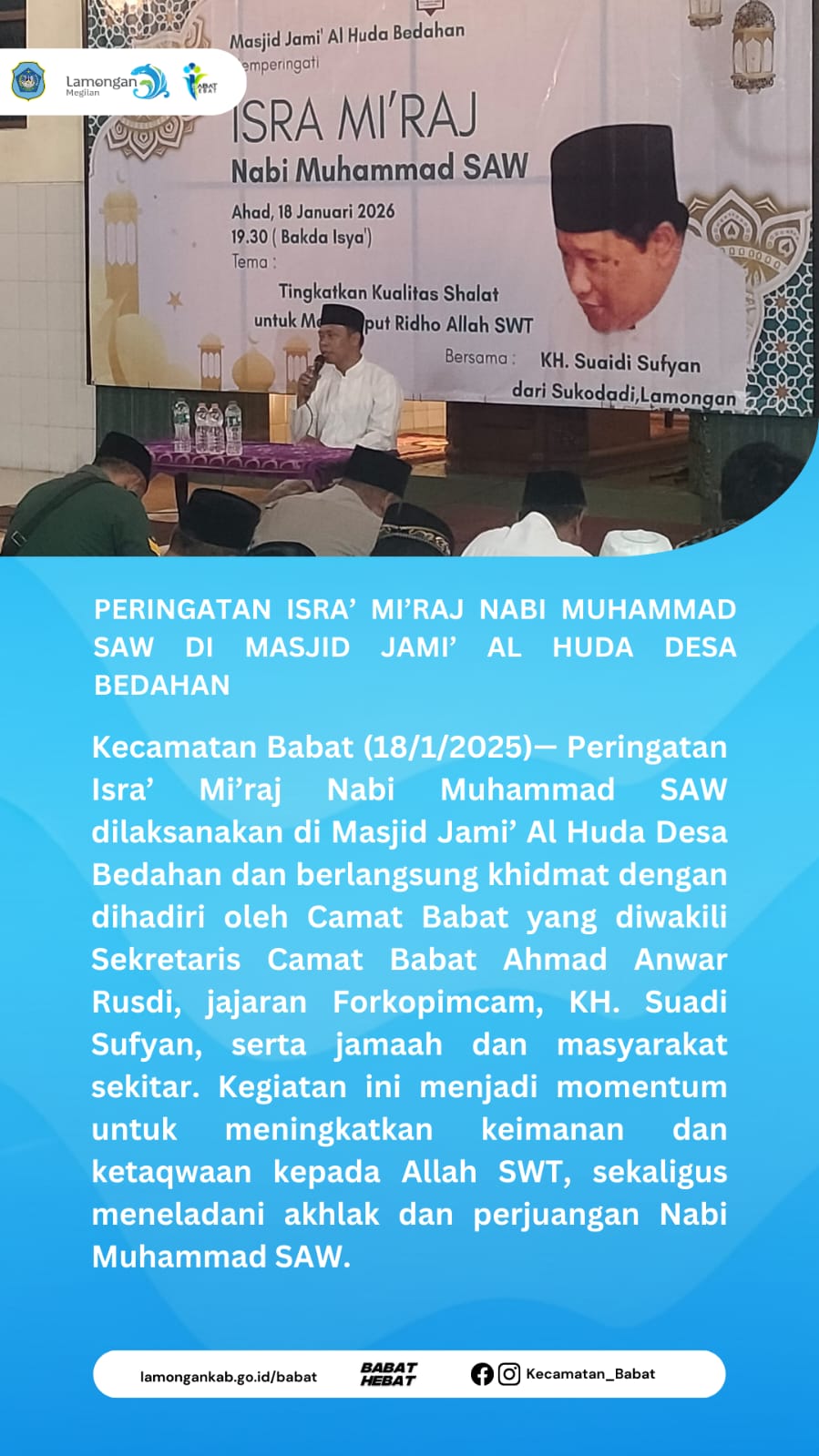 Foto: Peringatan Isra’ Mi’raj Nabi Muhammad SAW dilaksanakan di Masjid Jami’ Al Huda Desa Bedahan