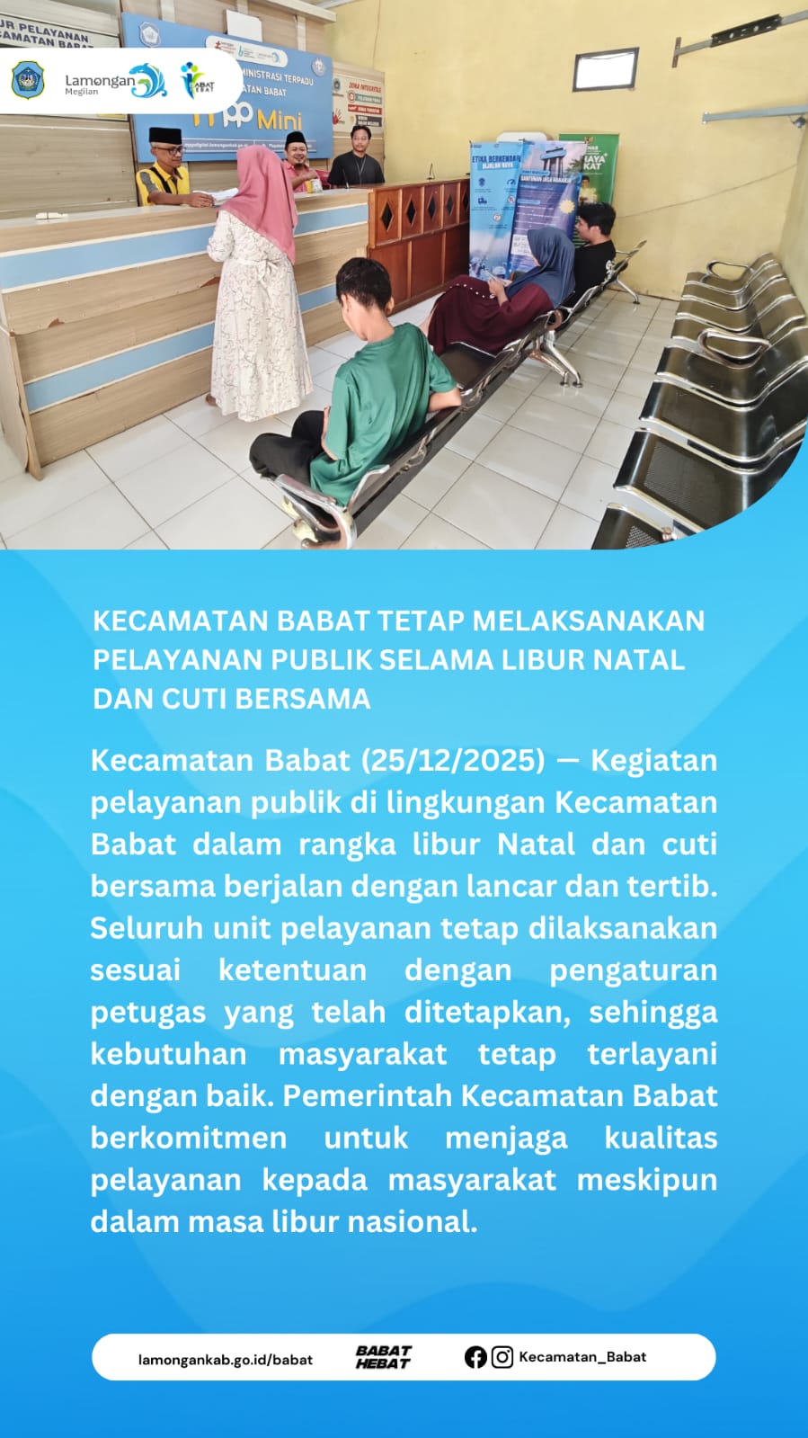 Foto: KECAMATAN BABAT TETAP LAKUKAN PELAYANAN PUBLIK SELAMA CUTI BERSAMA