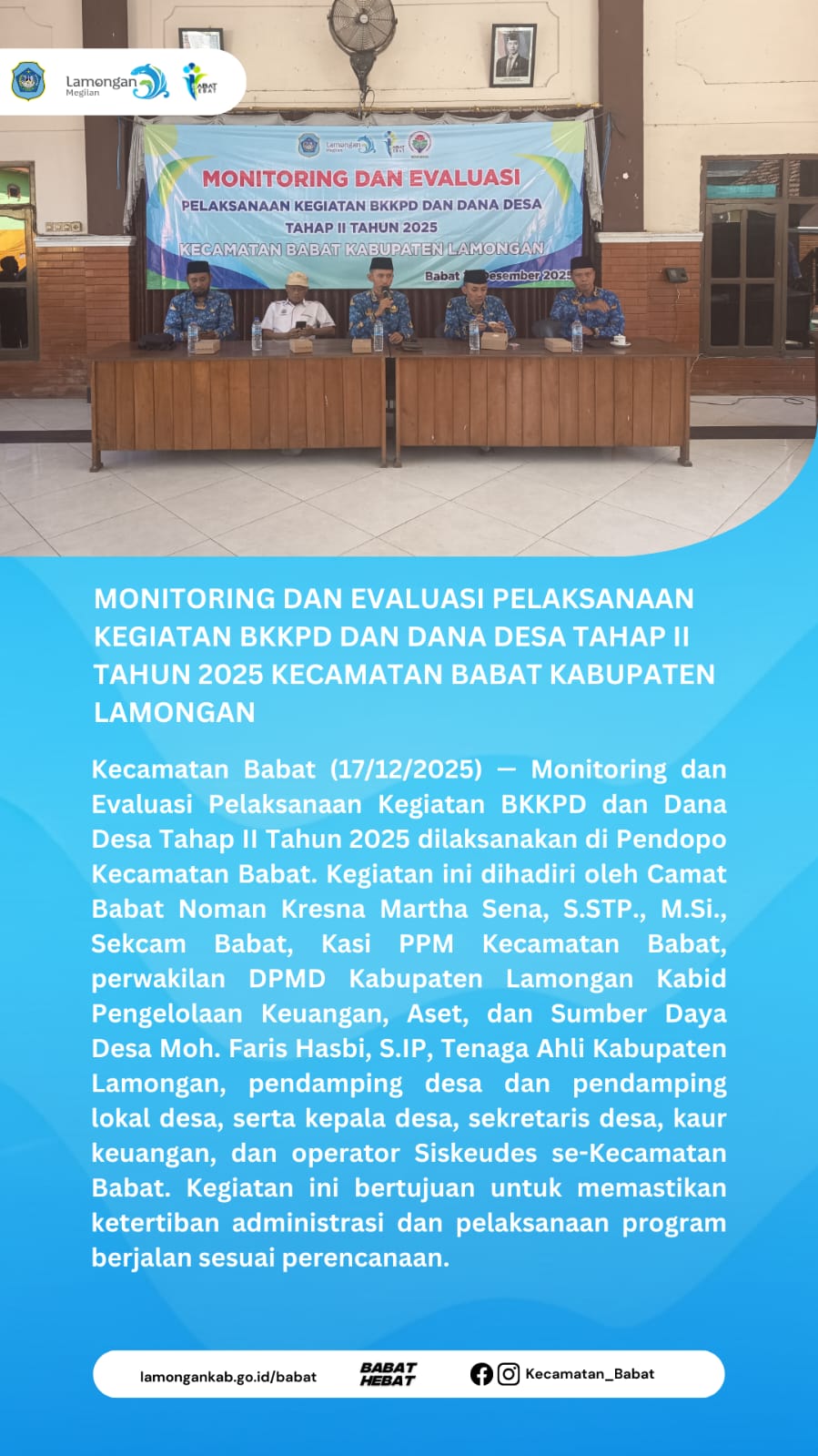 Foto: MONEV BKKPD DAN DANA DESA KECAMATAN BABAT TAHAP II TAHUN 2025