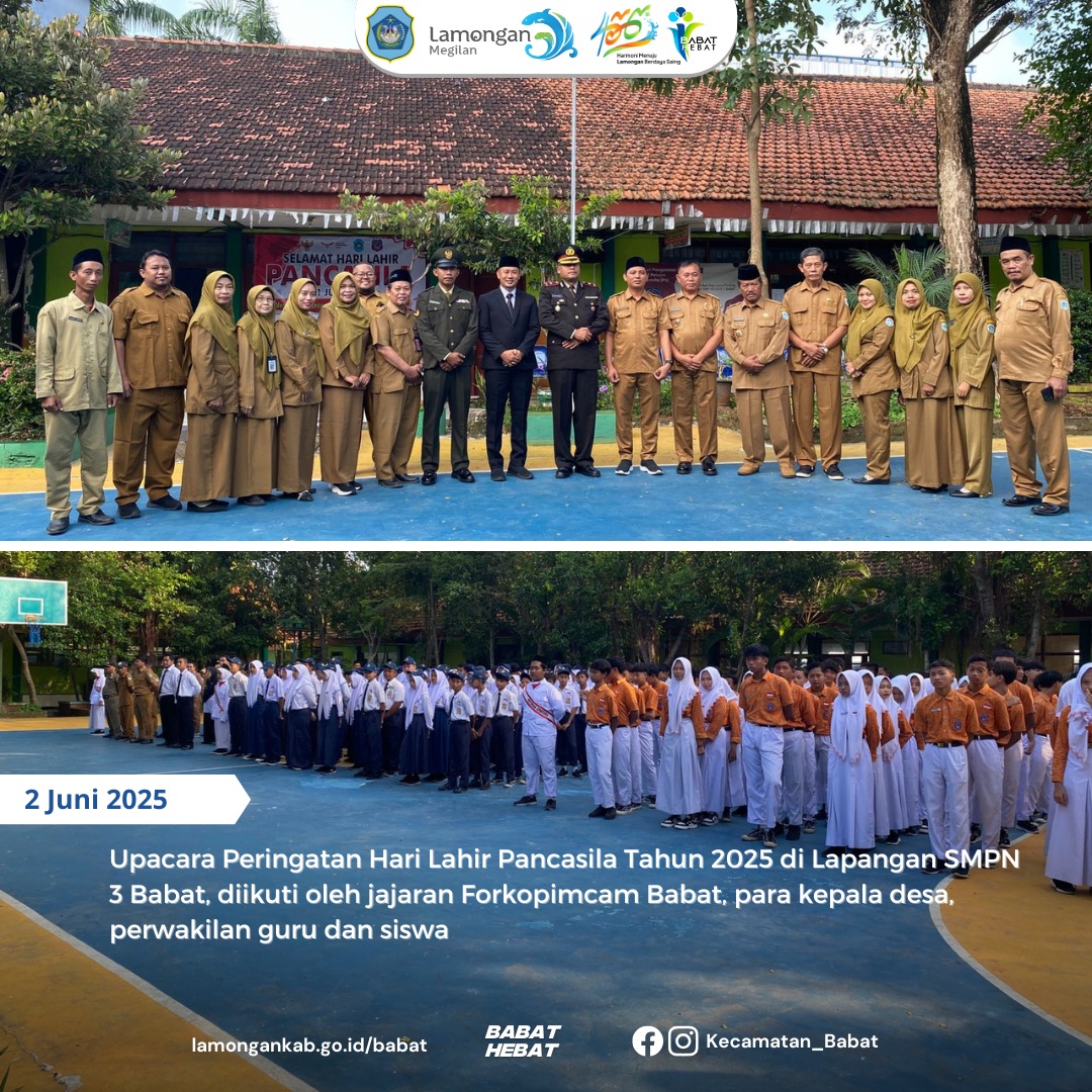 Upacara Peringatan Hari Lahir Pancasila Tahun 2025 di Lapangan SMPN 3 Babat