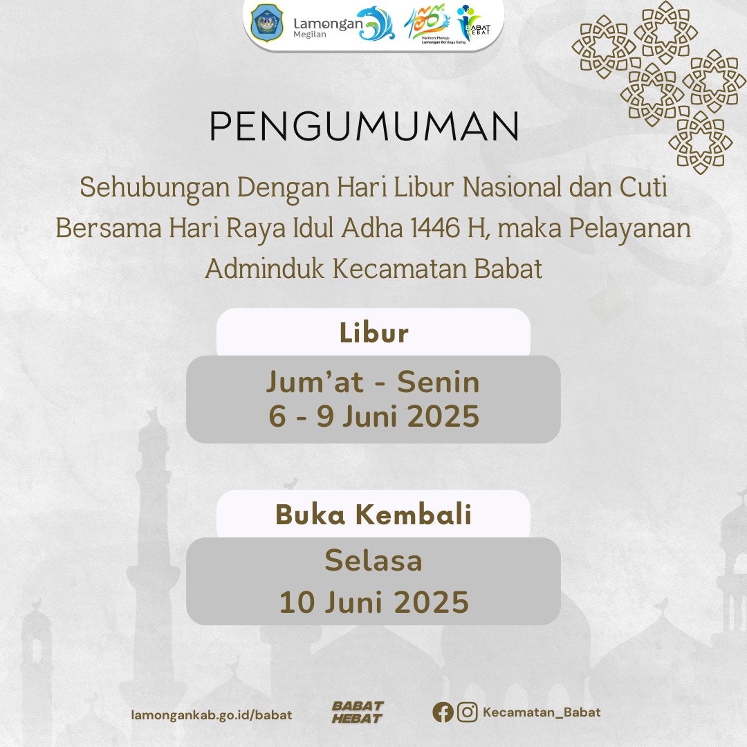 Pengumuman Pelayanan Adminduk Kecamatan Babat