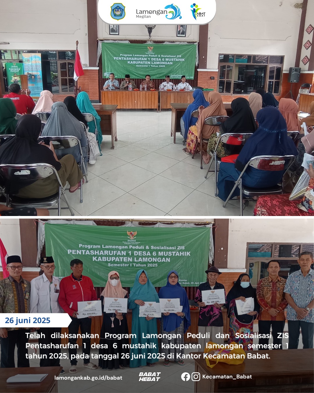 Program Lamongan Peduli dan Sosialisasi ZIS Pentasharufan 1 desa 6 mustahik kabupaten lamongan se...
