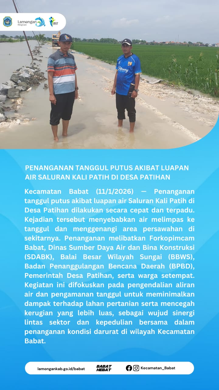 Foto: Penanganan Tanggul Putus Akibat Luapan Air Saluran Kali Patih Di Desa Patihan