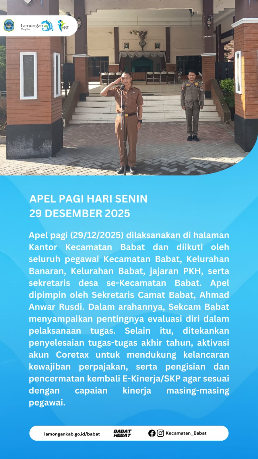 Foto: APEL PAGI HARI SENIN 29 DESEMBER 2025