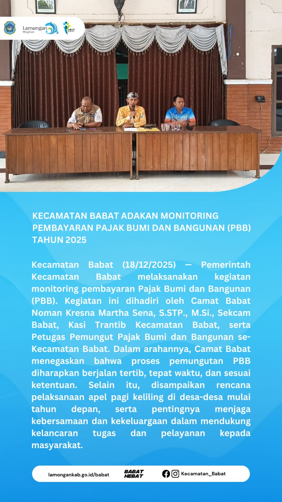 Foto: KECAMATAN BABAT ADAKAN MONITORING PEMBAYARAN PBB TAHUN 2025