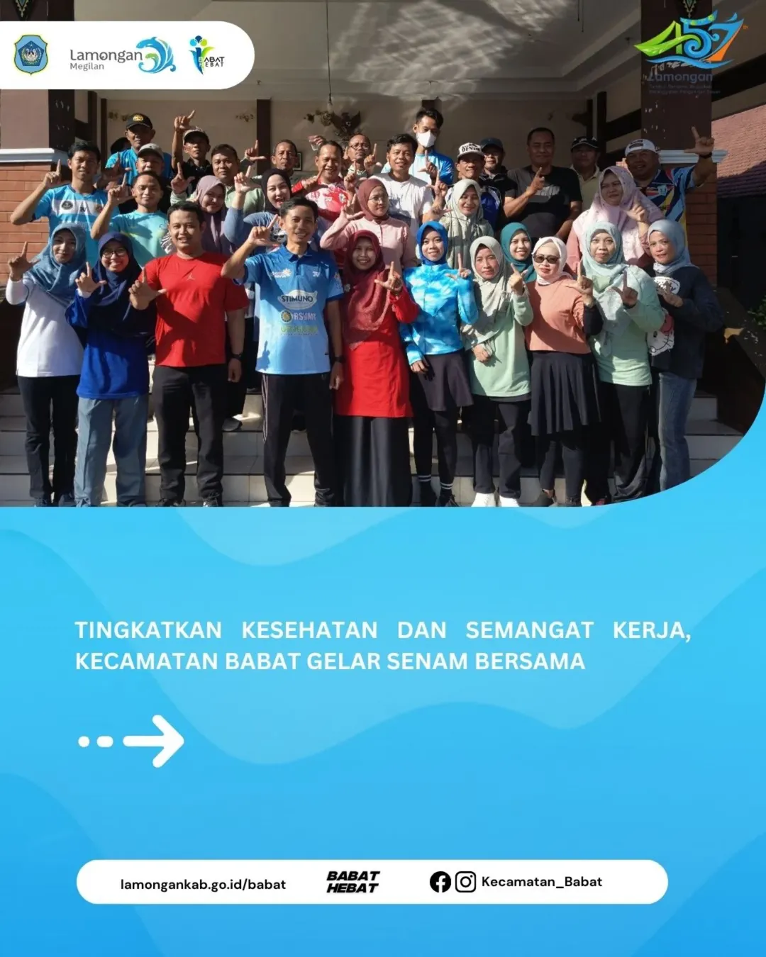 Foto: Tingkatkan Kesehatan Dan Semangat Kerja Kecamatan Babat Gelar Senam Bersama