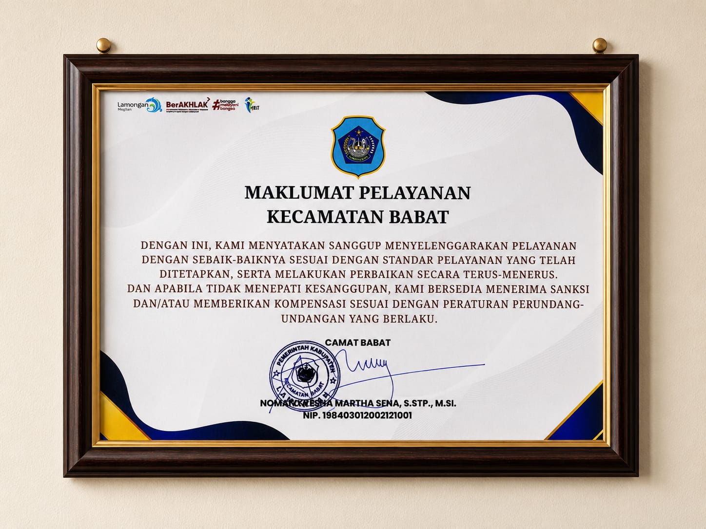 Foto: MAKLUMAT PELAYANAN KECAMATAN BABAT
