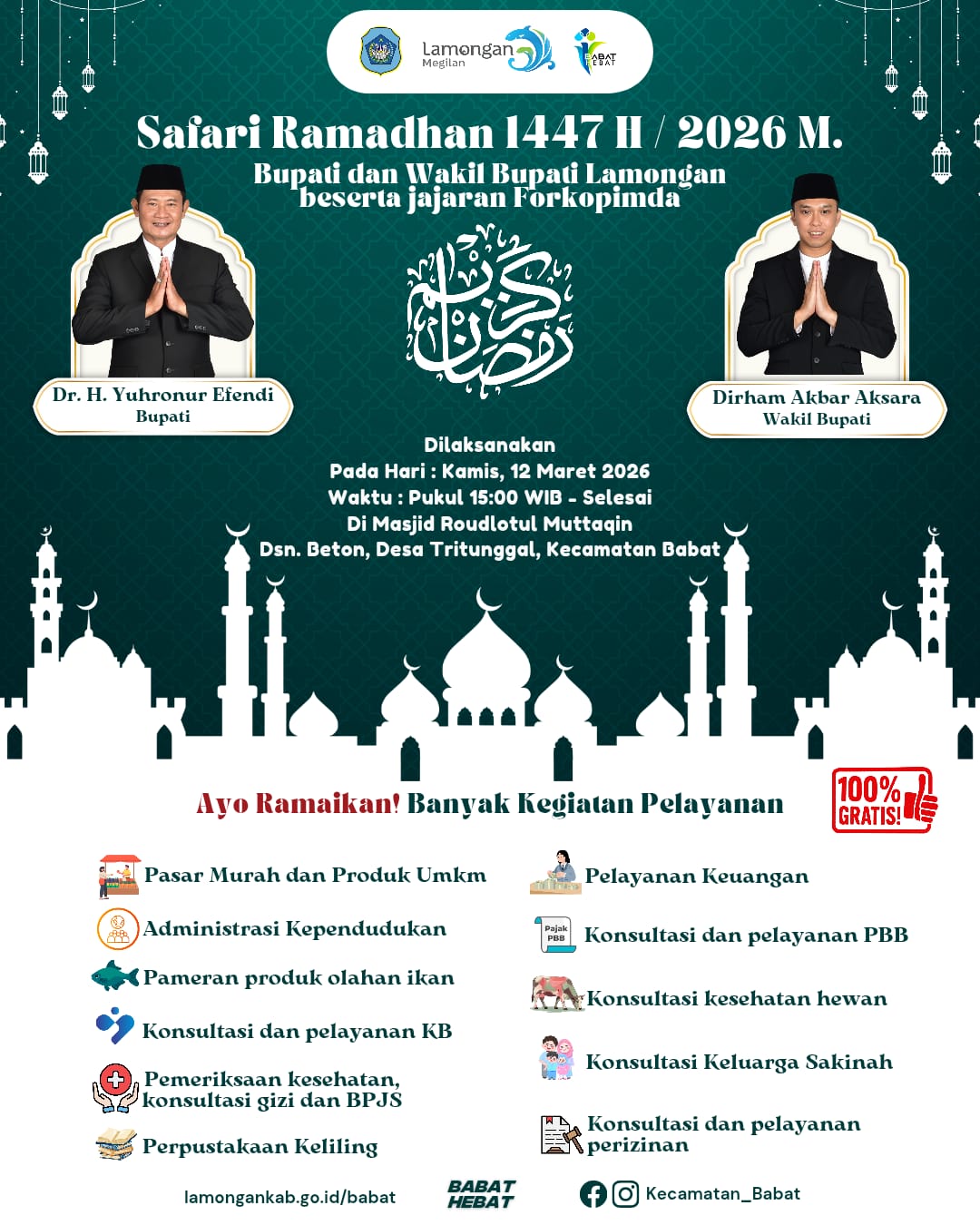 Foto: Safari Ramadhan Bupati dan Wakil Bupati Lamongan beserta Jajaran Forkopimda di Kecamatan Babat