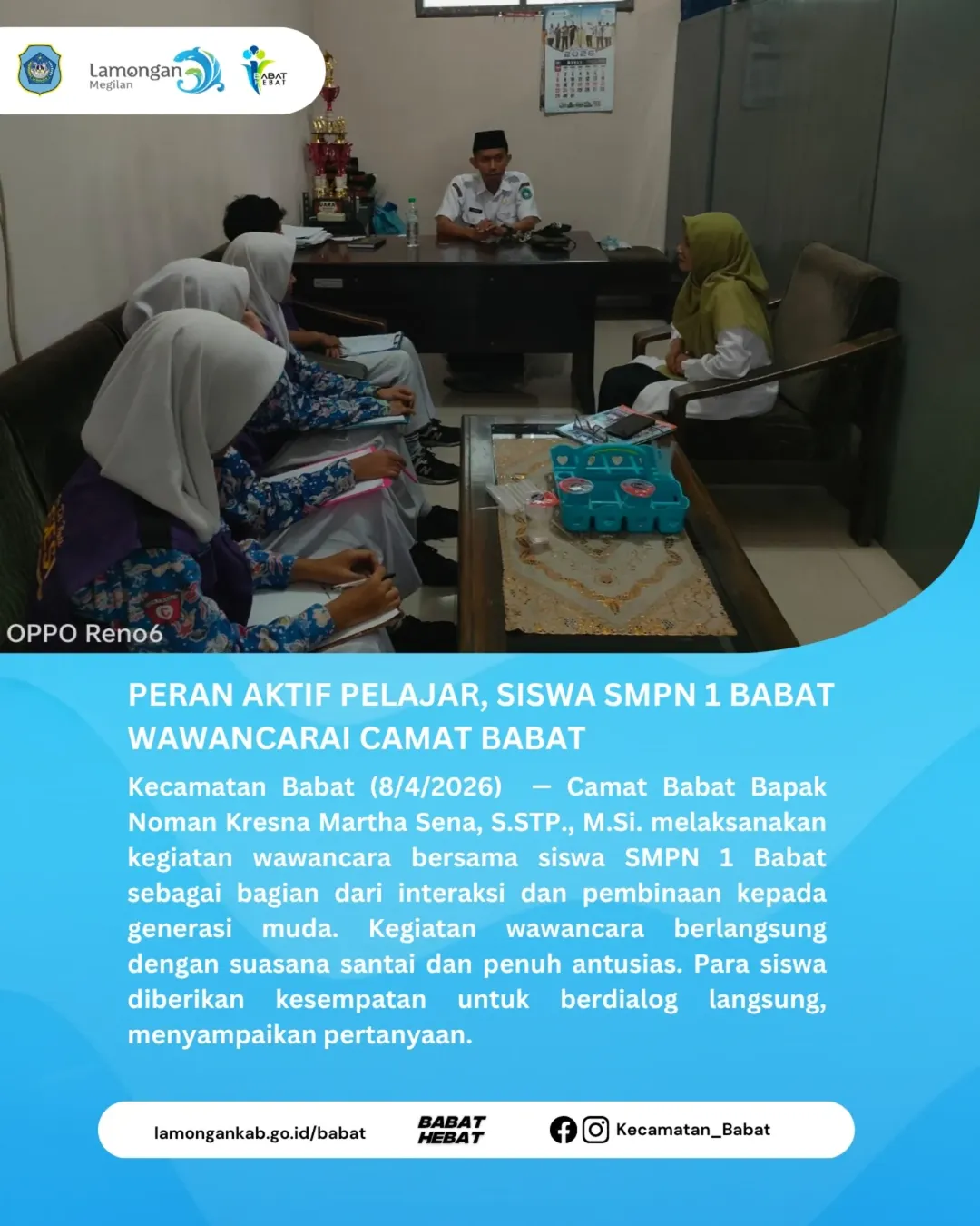 Foto: Peran Aktif Pelajar, Siswa SMPN 1 Babat Wawancarai Camat Babat
