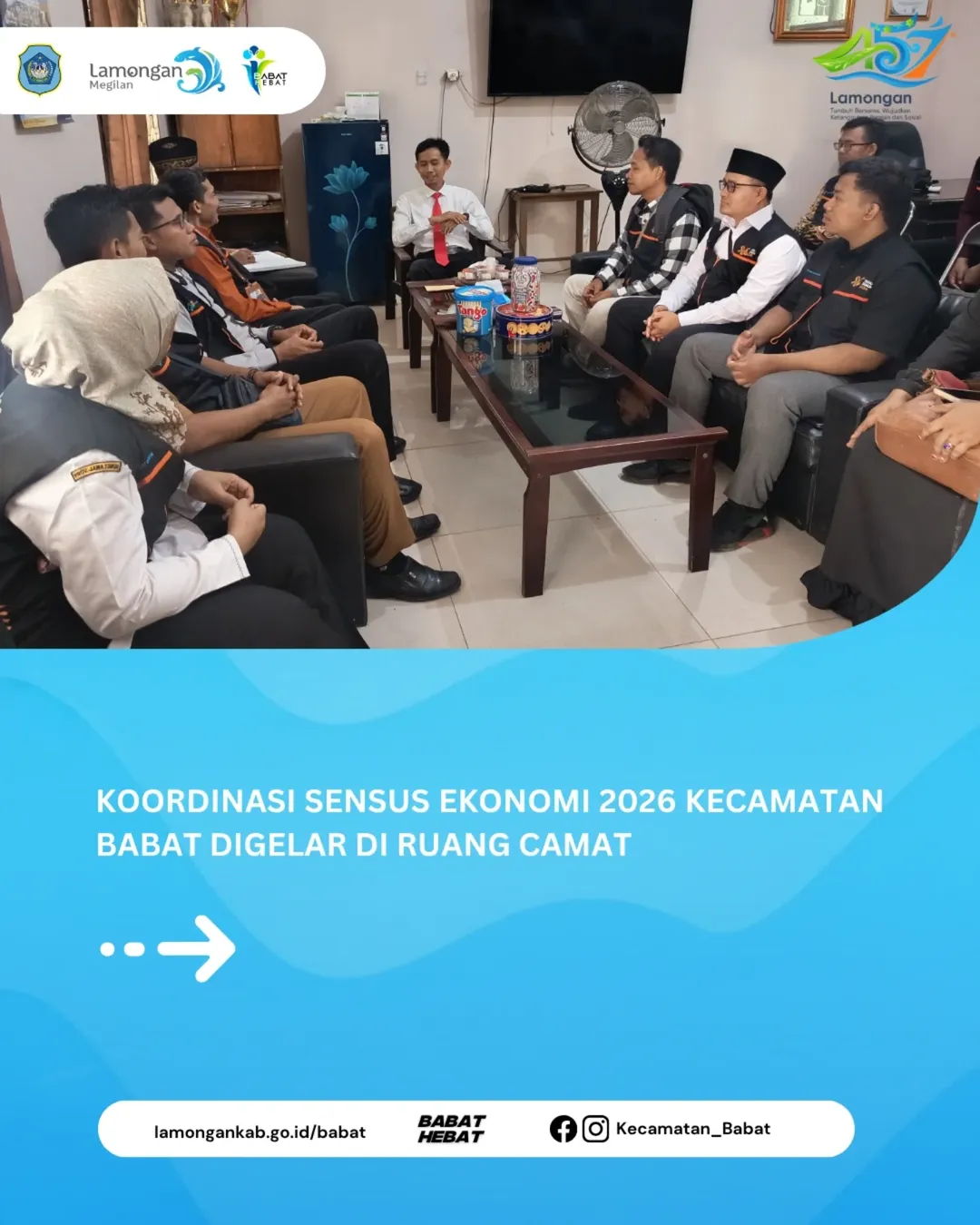 Foto: Koordinasi Sensus Ekonomi 2026 Kecamatan Babat Digelar di Ruang Camat