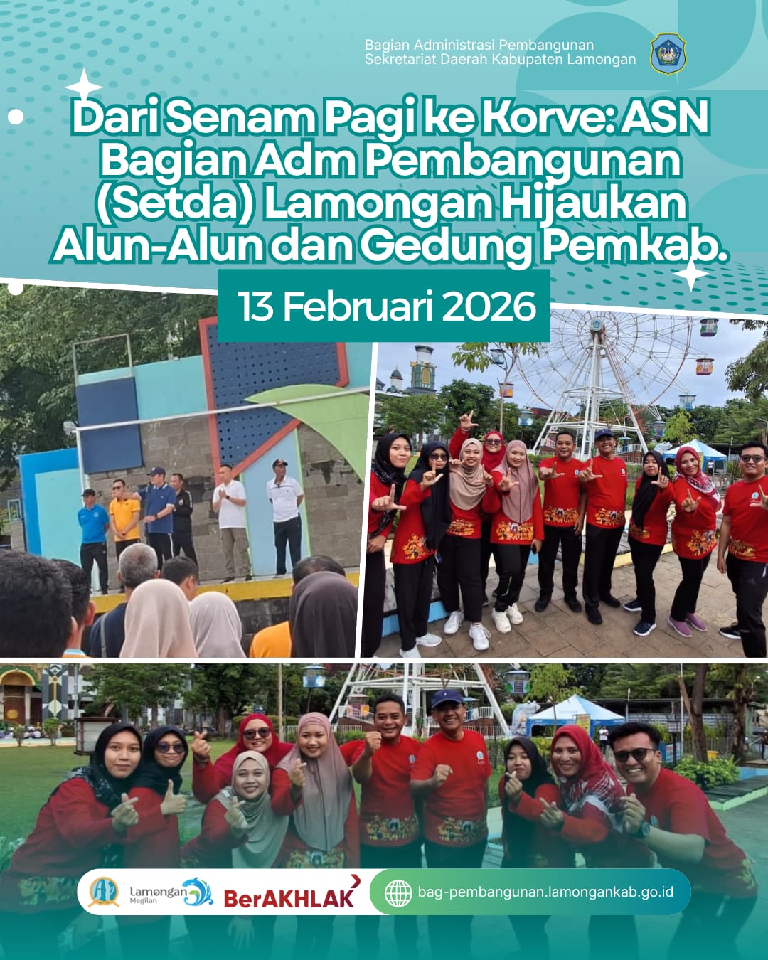 Foto: Dari Senam Pagi ke Korve: Sekretariat Daerah Lamongan Hijaukan Alun-Alun dan Gedung Pemkab