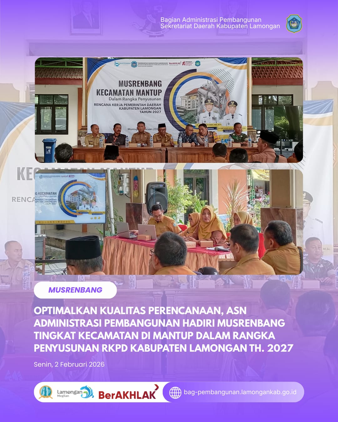 Foto: Optimalkan Kualitas Perencanaan, ASN Administrasi Pembangunan Hadiri Musrenbang Tingkat Kecamatan di Mantup dalam Rangka Penyusunan RKPD Kabupaten Lamongan Th. 2027