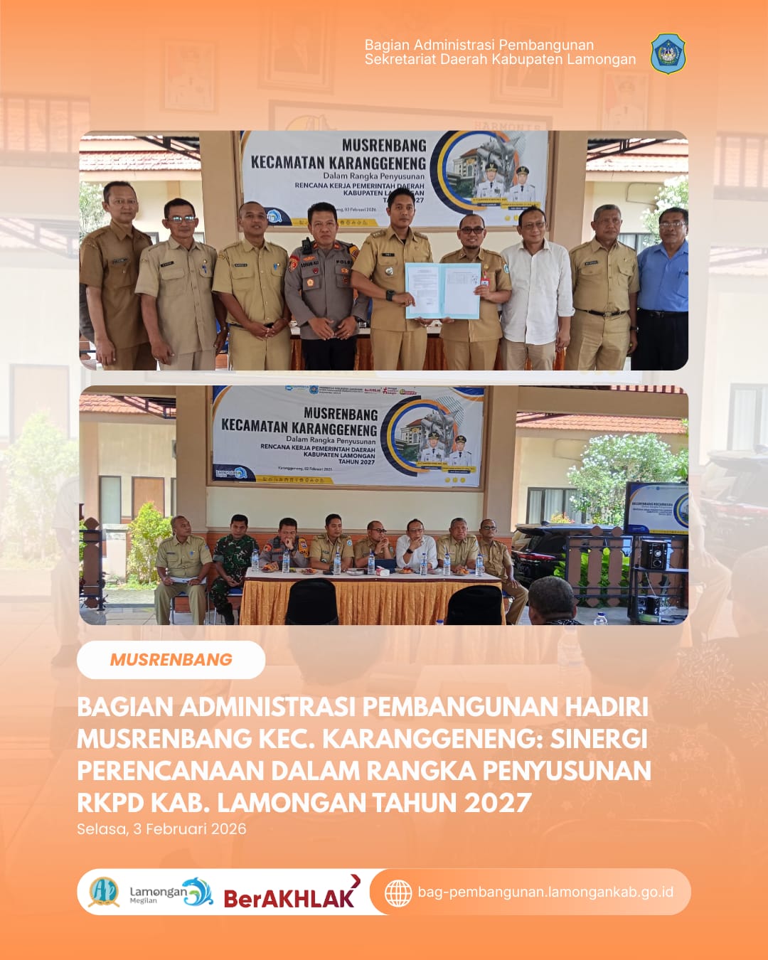 BAGIAN ADMINISTRASI PEMBANGUNAN HADIRI MUSRENBANG KARANGGENENG: SINERGI PERENCANAAN DALAM RANGKA PENYUSUNAN RKPD 2027