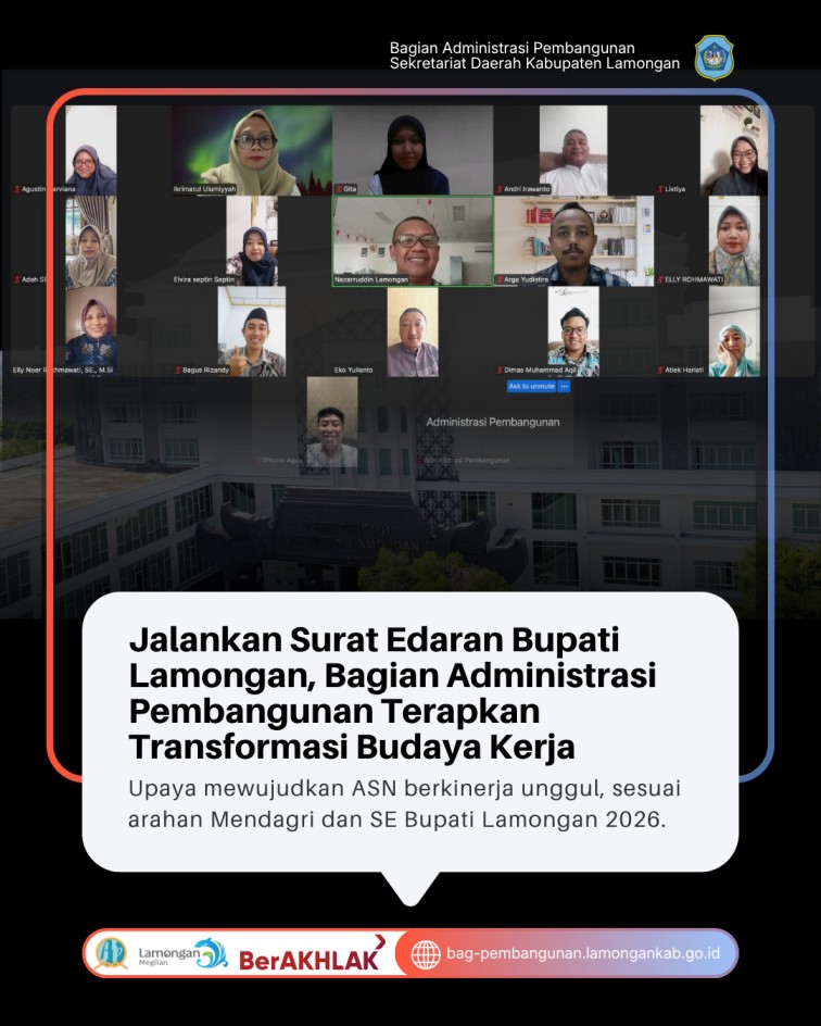 Foto: Jalankan Surat Edaran Bupati Lamongan, Bagian Administrasi Pembangunan Terapkan Transformasi Budaya Kerja