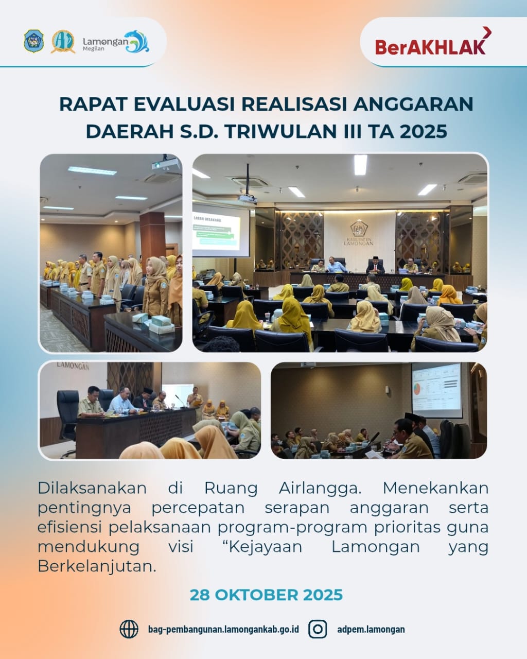Foto: RAPAT EVALUASI REALISASI ANGGARAN BELANJA DAERAH SAMPAI DENGAN TRIWULAN III TAHUN 2025