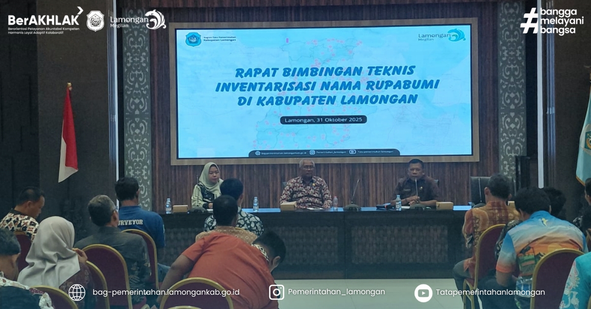 Foto: Rapat Bimbingan Teknis (BIMTEK) Inventarisasi Nama Rupabumi di Kabupaten Lamongan