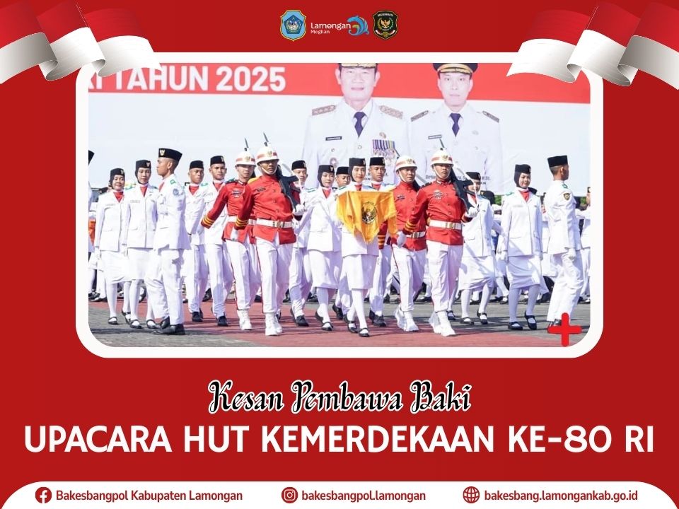 Foto: Pengibaran Sang Merah Putih di Lamongan Berjalan Lancar, Begini Kesan Sang Pembawa Baki