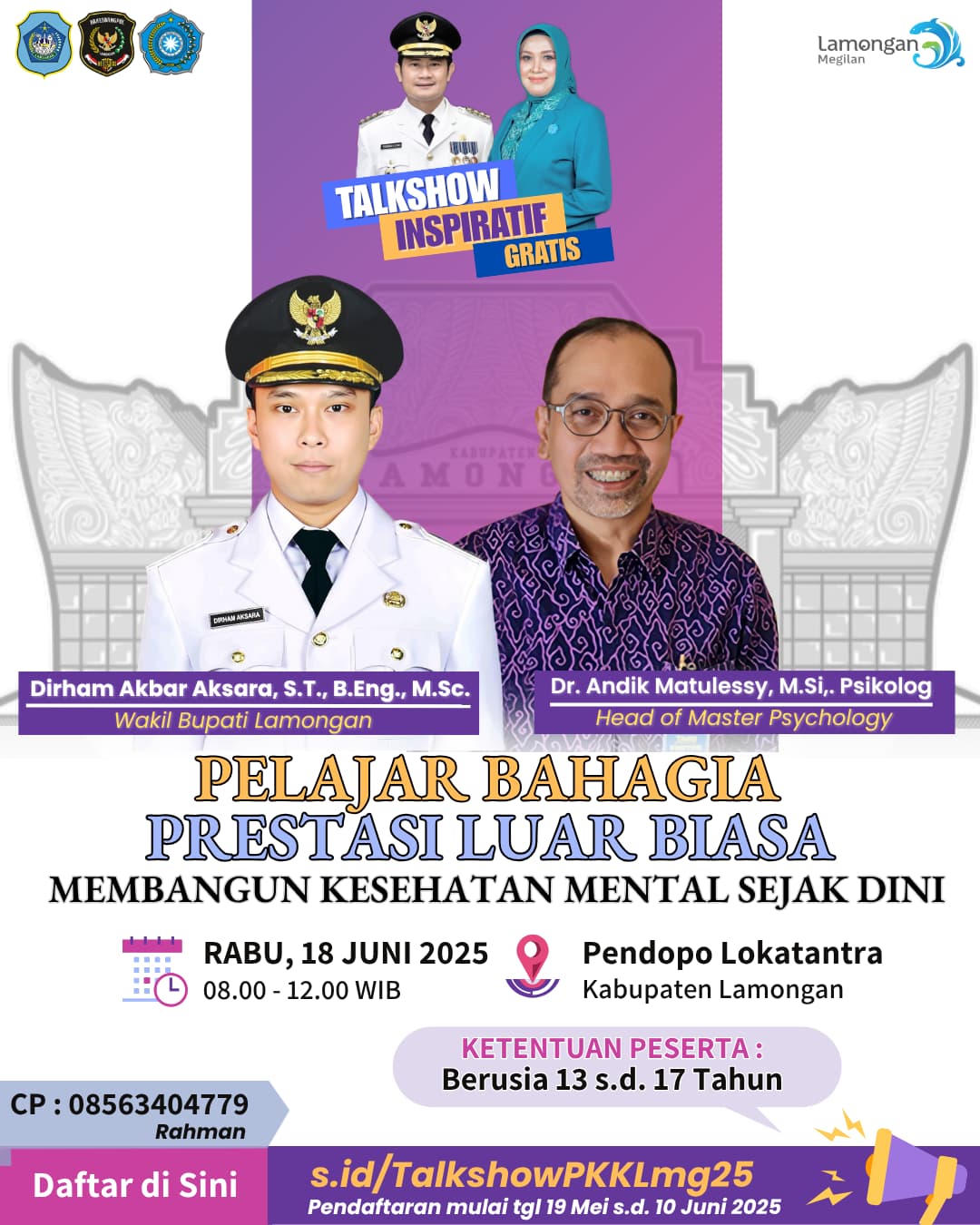 Talkshow Inspiratif "Pelajar Bahagia, Prestasi Luar Biasa!"