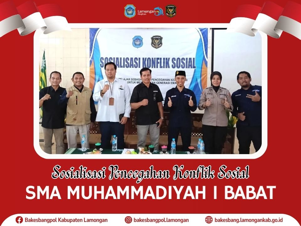 Foto: Bakesbangpol Lamongan Gelar Sosialisasi Pencegahan Konflik Sosial di SMA Muhammadiyah 1 Babat