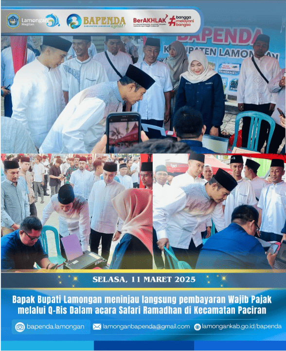 Foto: Bapak Bupati Lamongan meninjau pembayaran Pajak Daerah melalui Qris di Kecamatan Paciran