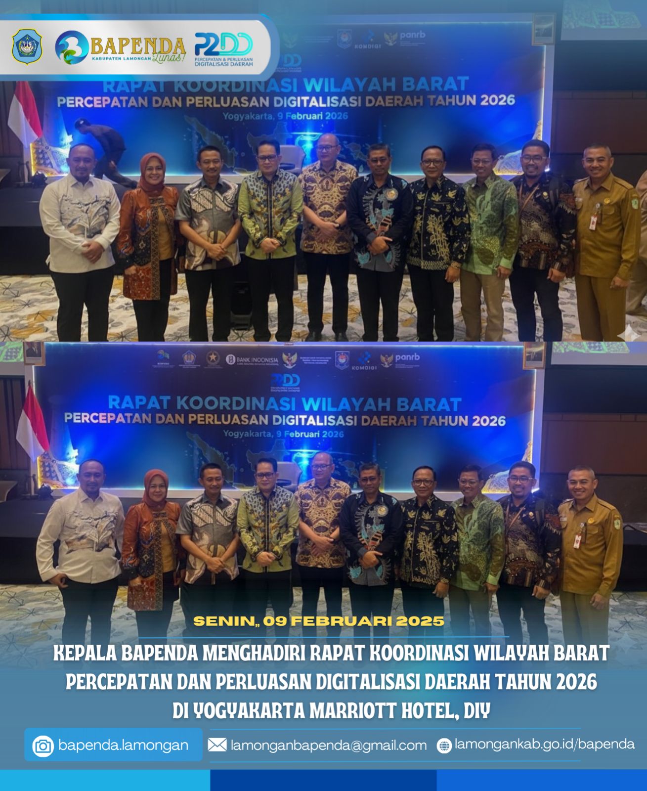 Foto: Rapat Koordinasi Wilayah Barat Percepatan dan Perluasan Digitalisasi Daerah (P2DD) di Yogyakarta, 9 Februari 2026