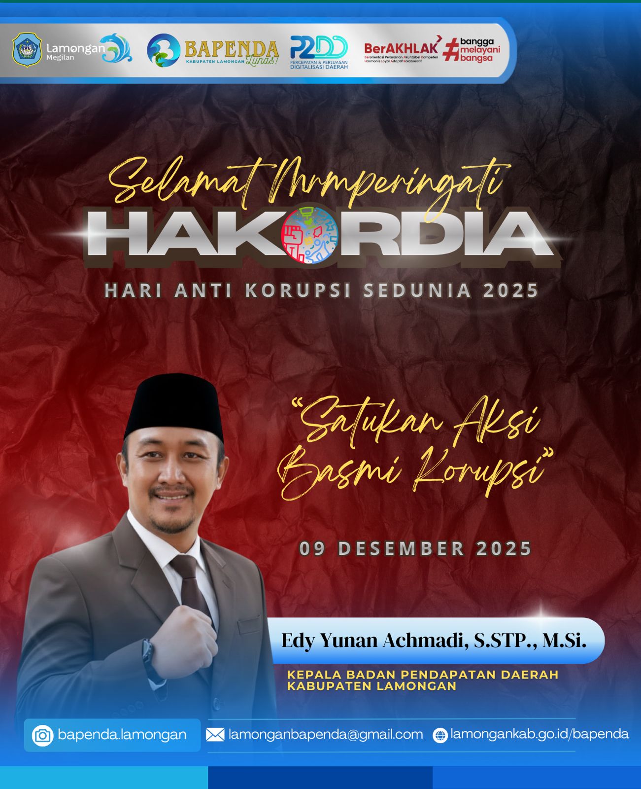 Foto: SELAMAT HARI ANTI KORUPSI SEDUNIA