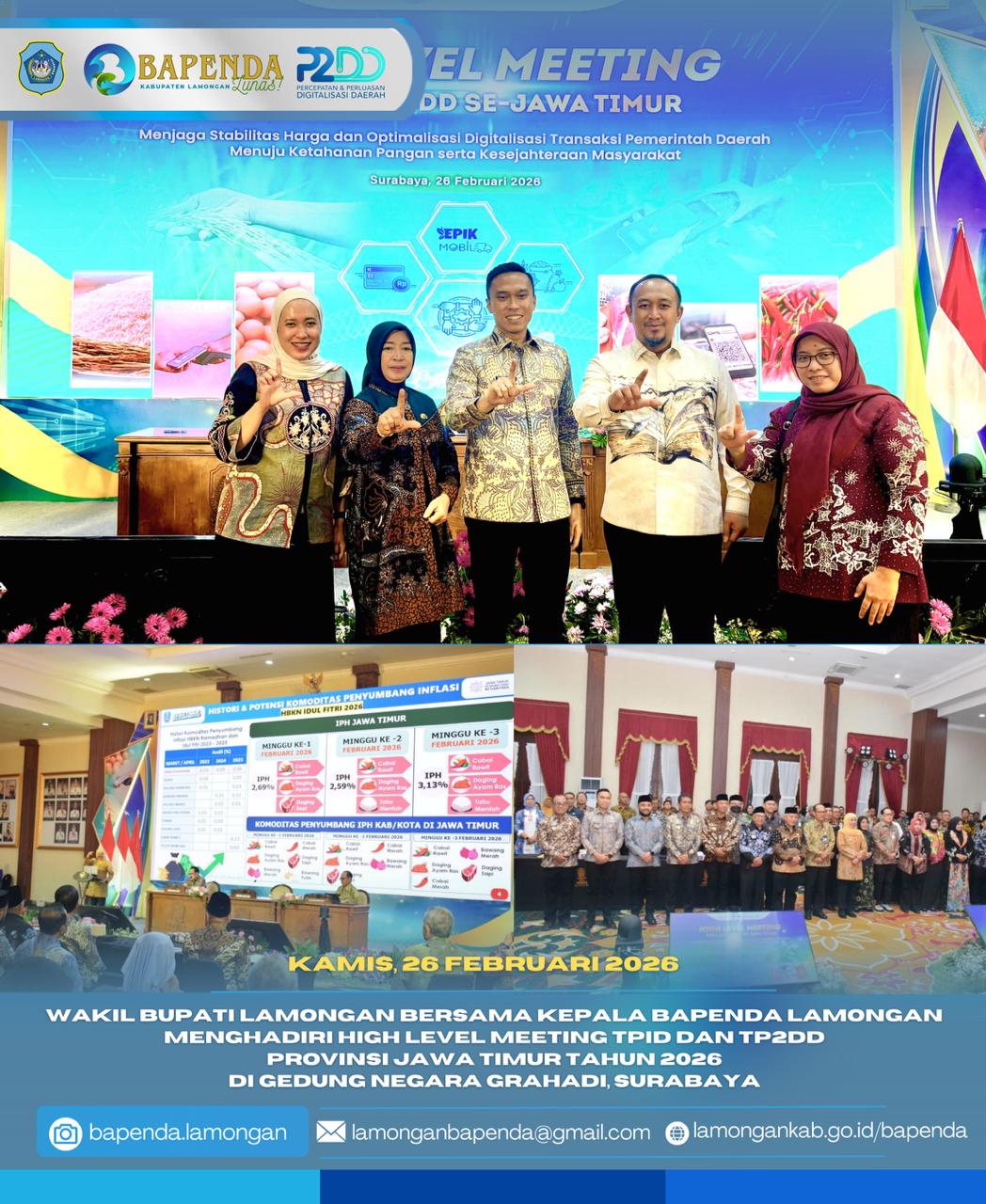 Foto: High Level Meeting Tim Pengendalian Inflasi Daerah (TPID) dan Tim Percepatan dan Perluasan Digitalisasi Daerah (TP2DD) Provinsi Jawa Timur Tahun 2026.