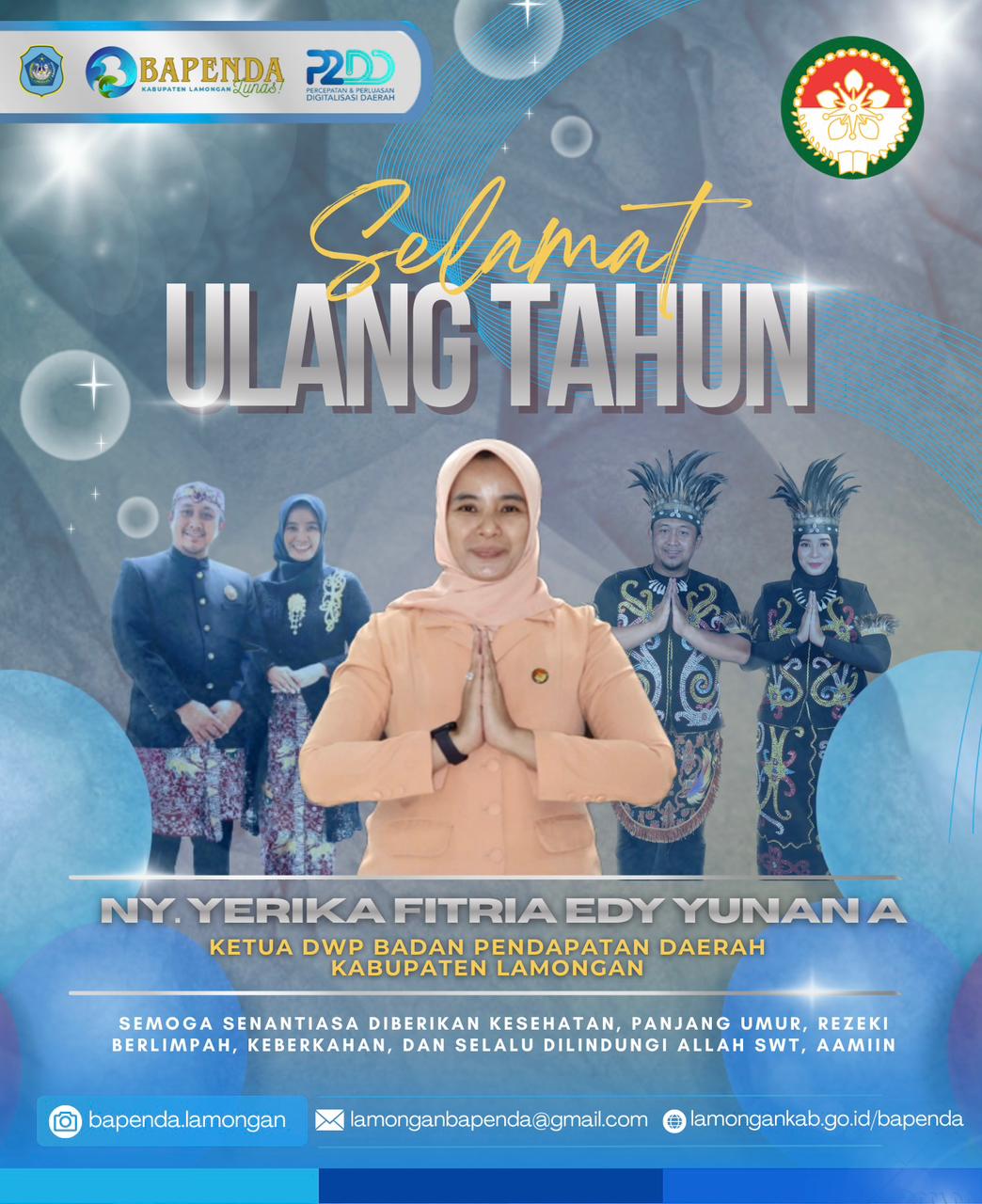 Foto: SELAMAT HARI ULTAH IBU KEPALA BADAN PENDAPATAN DAERAH, NY.YERIKA FITRIA EDY YUNAN A !
