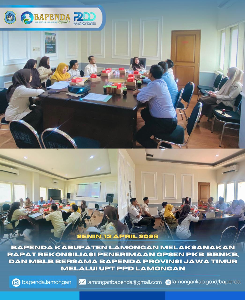 Foto: BAPENDA MELAKSANAKAN RAPAT REKONSILIASI PENERIMAAN OPSEN PKB BBNKB DAN MBLB