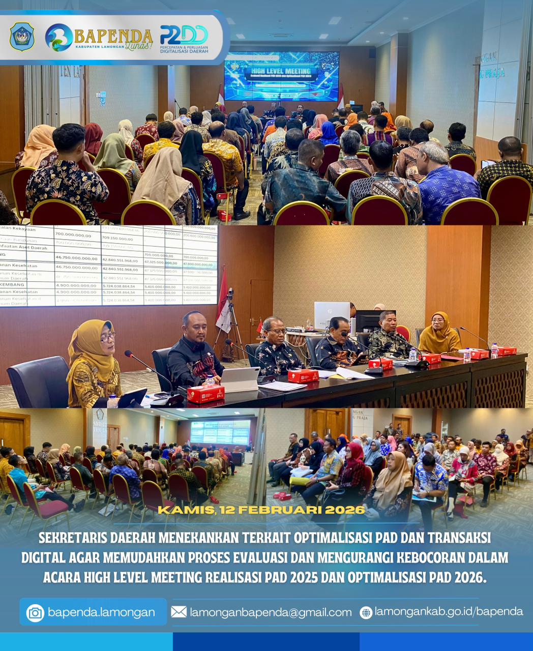 Foto: HIGH LEVEL MEETING REALISASI PAD 2025 DAN OPTIMALISASI PAD 2026