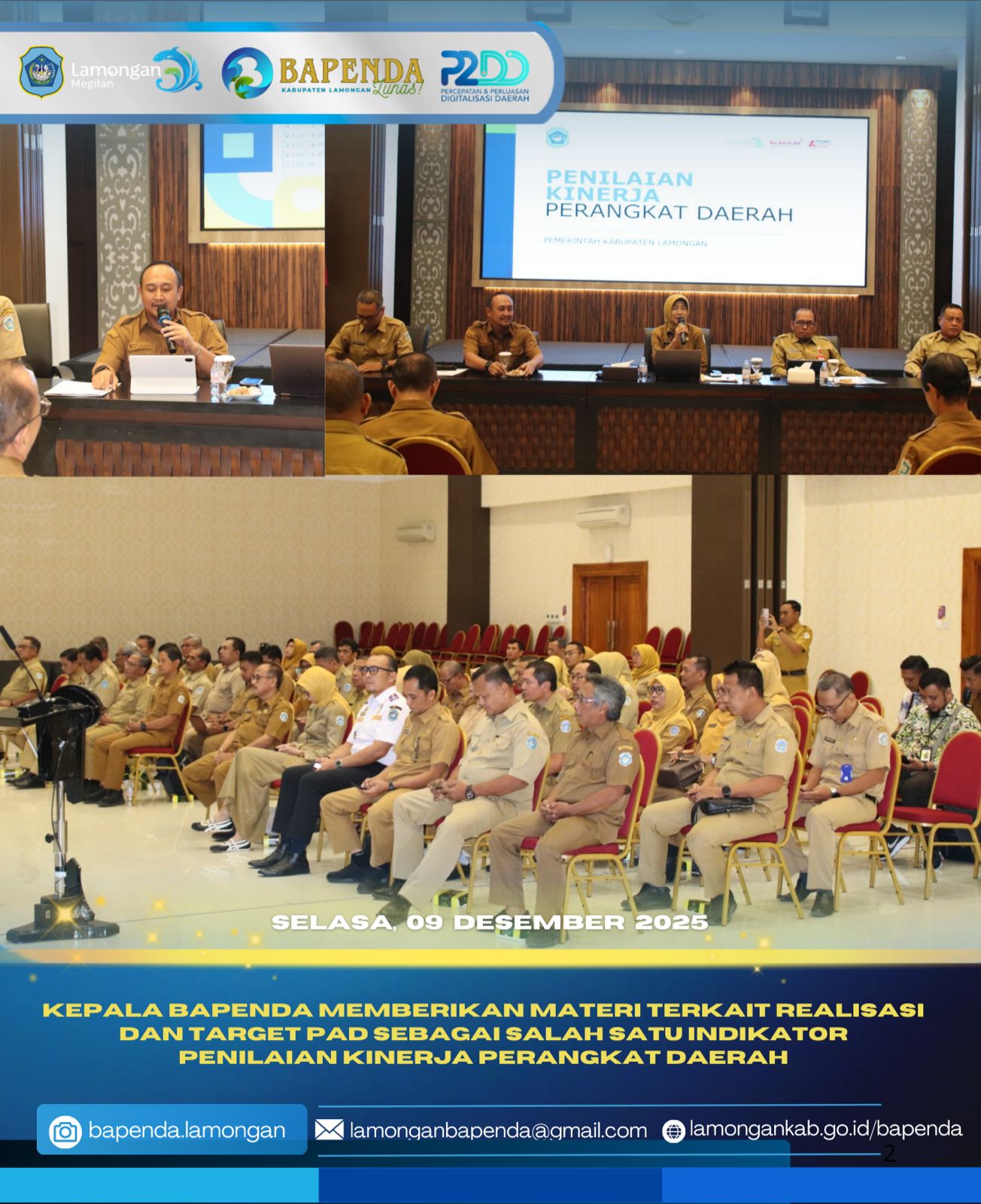 Foto: KEPALA BAPENDA MEMBERIKAN MATERI TERKAIT REALISASI DAN TARGET PAD SEBAGAI SALAH SATU INDIKATOR PENILAIAN KINERJA PERANGKAT DAERAH
