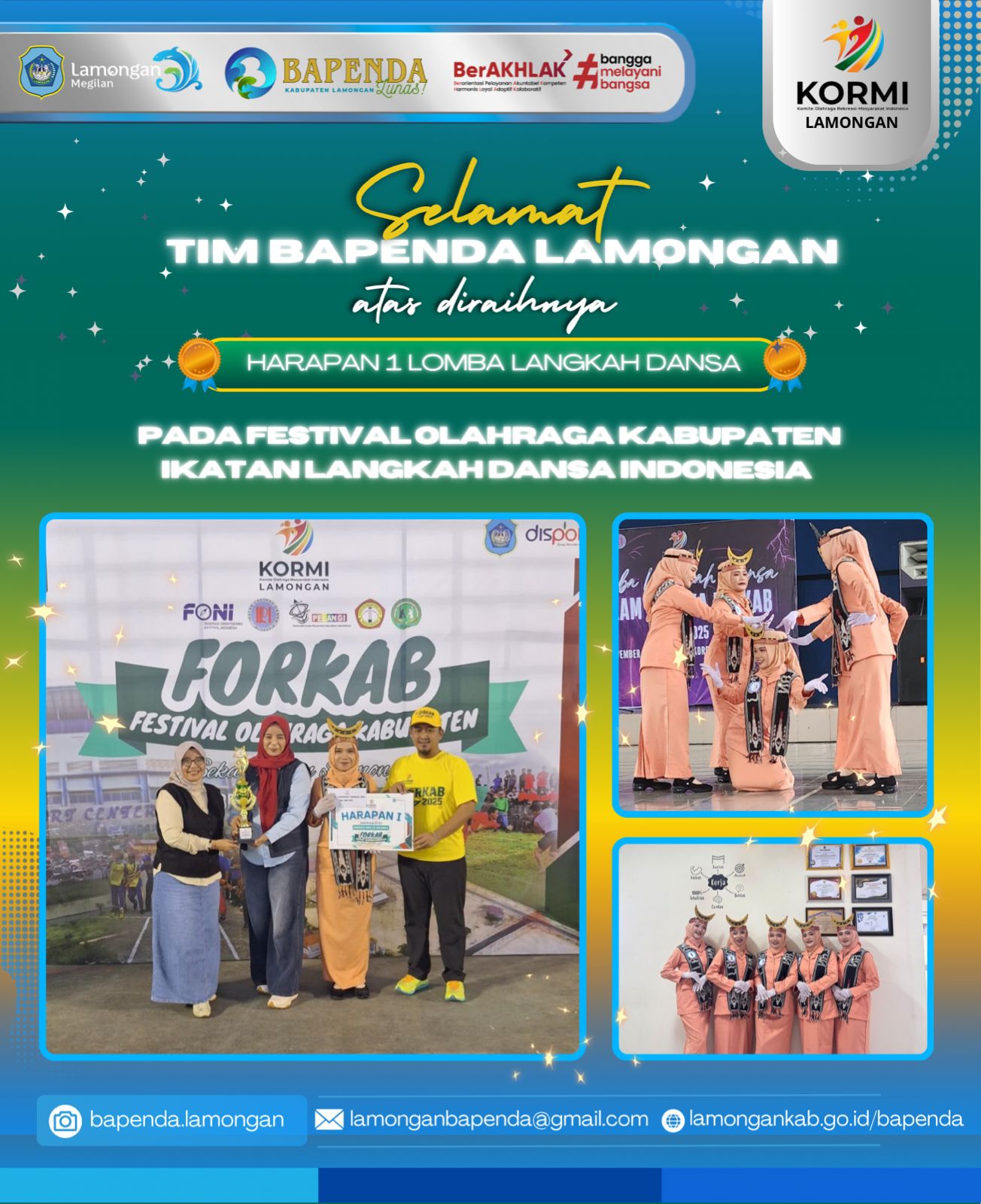 BAPENDA MERAIH JUARA HARAPAN 1 LOMBA LANGKAH DANSA