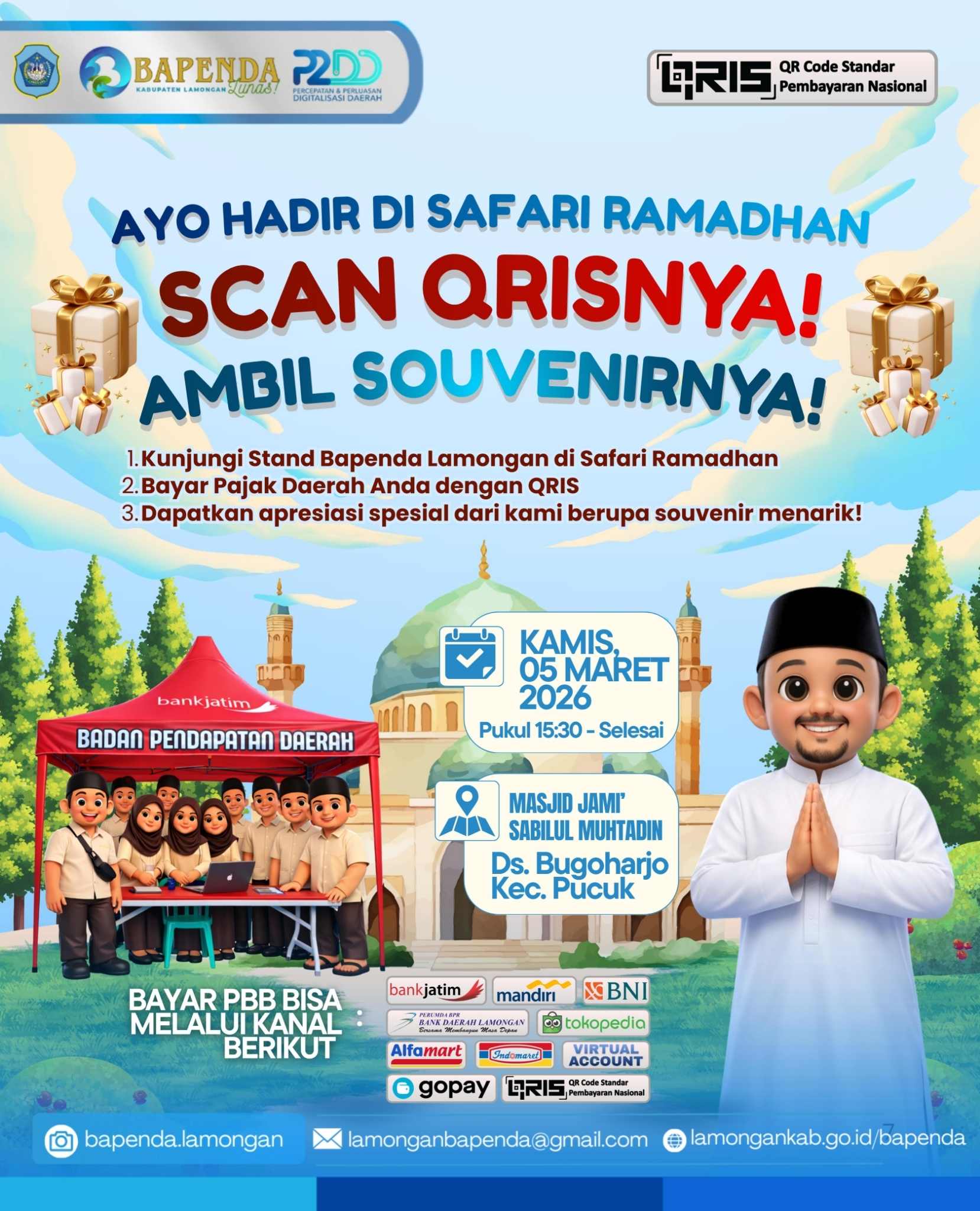Foto: Kegiatan Safari Ramadhan Bapenda Kabupaten Lamongan di Masjid Jami’ Sabilul Muhtadin, Desa Bugoharjo, Kecamatan Pucuk