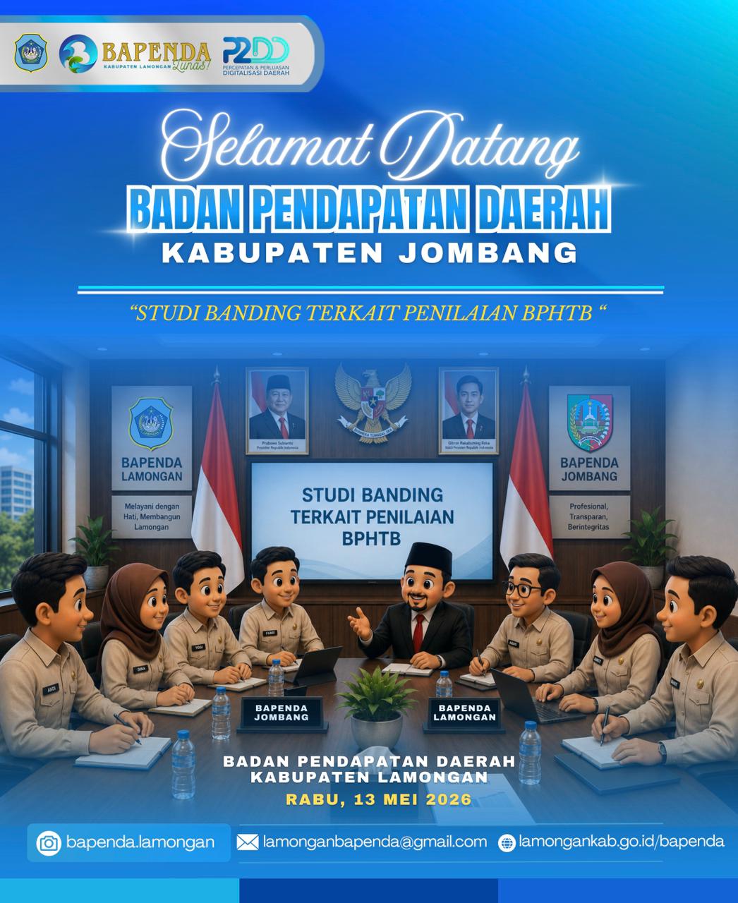 Foto: Studi Banding dari Kepala Bapenda Kabupaten Jombang dalam rangka sharing knowledge terkait implementasi elektronifikasi Bea Perolehan Hak atas Tanah dan Bangunan (e-BPHTB) di bapenda Kabupaten Lamongan