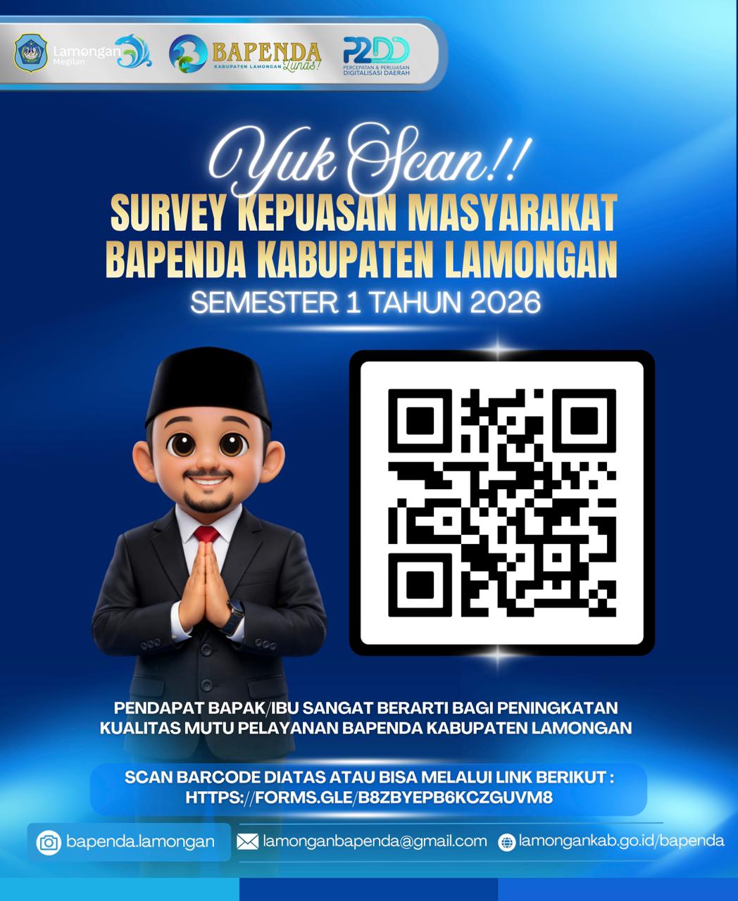 Foto: SURVEY KEPUASAN MASYARAKAT BAPENDA KABUPATEN LAMONGAN SEMESTER 1 TAHUN 2026