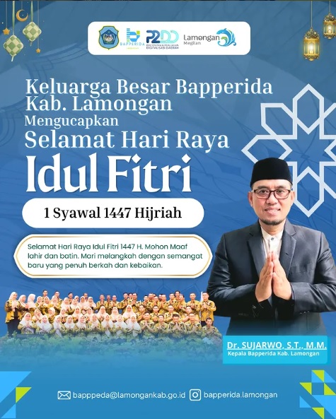 Keluarga Besar Bapperida Kab. Lamongan Mengucapkan Selamat Hari Raya Idul Fitri 1 Syawal 1447 Hijriah