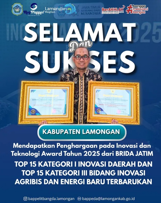 Foto: Penghargaan pada lnovasi dan Teknologi Award Tahun 2025 dari BRIDA JATIM