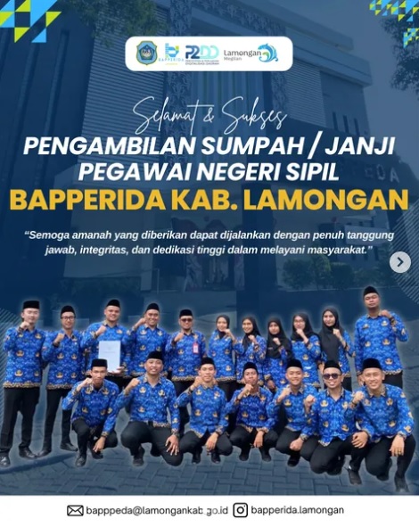 Foto: Selamat dan Sukses Pengambilan Sumpah/ Janji Pegawai Negeri Sipil Bapperida Kab. Lamongan