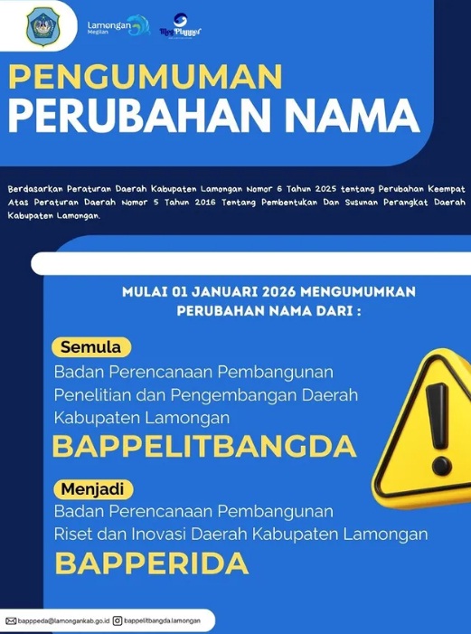 Foto: PENGUMUMAN PERUBAHAN NAMA PERANGKAT DAERAH
