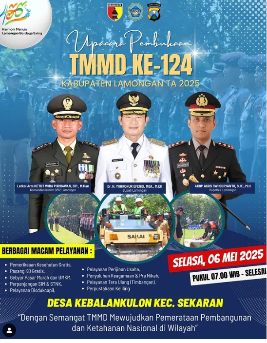 Upacara Pembukaan TMMD Ke-124 Kabupaten Lamongan Tahun Anggaran 2025