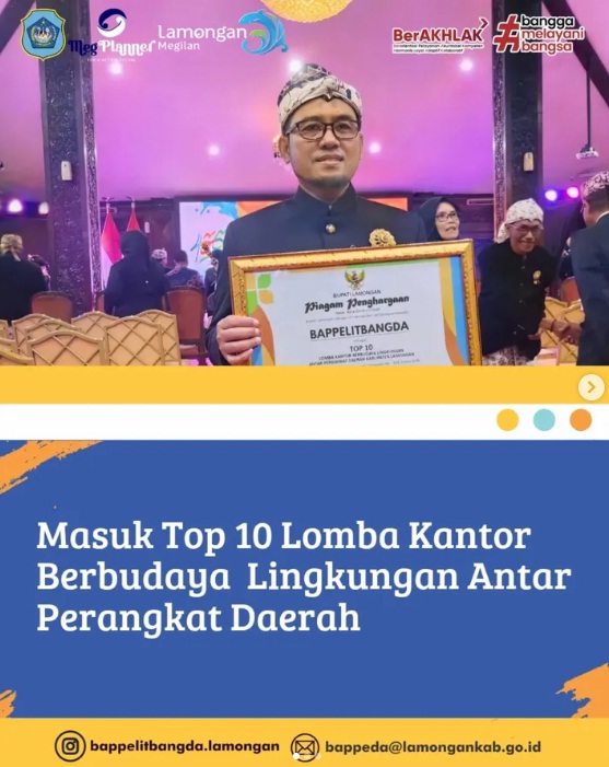 Bappelitbangda Raih Top 10 Lomba Kantor Berbudaya Lingkungan Antar Perangkat Daerah