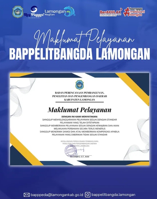 Foto: Maklumat Pelayanan Bappelitbangda Kab. Lamongan