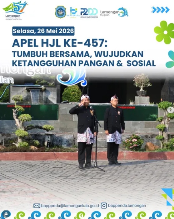 Foto: Apel Peringatan HJL Ke-457 di Halaman Kantor Pemkab Lamongan