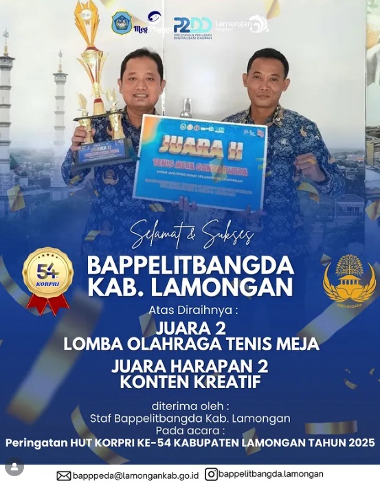Foto: Selamat & Sukses Bappelitbangda Kab. Lamongan