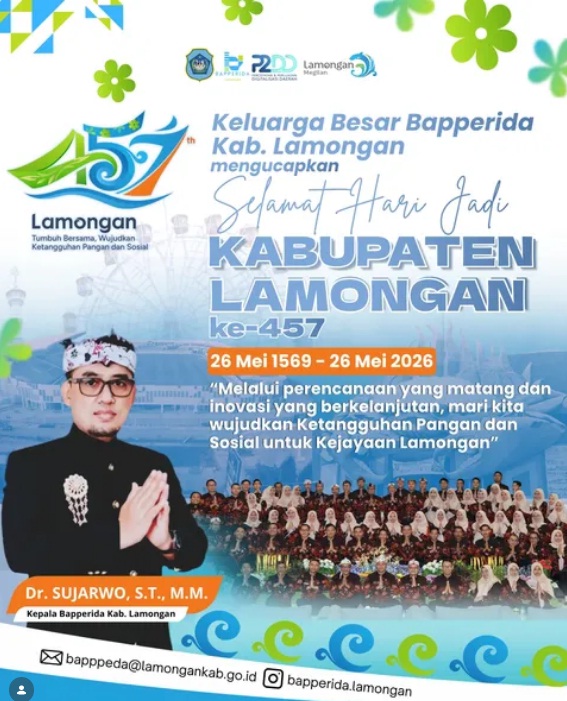 Foto: Keluarga Besar Bapperida mengucapkan Selamat Hari Jadi Kabupaten Lamongan ke-457